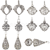 10Pcs 5 Styles Tibetan Style Brass Cage Pendants KK-SC0004-33-1