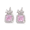 Brass Micro Pave Clear Cubic Zirconia Charms KK-E068-VF219-2