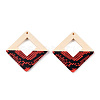 Spray Painted Wood Big Pendants WOOD-TAC0001-01D-2