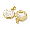 Rack Plating Brass Pave Natural White Shell Pendants KK-U025-11G-01-2