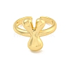 Brass Letter Open Cuff Rings for Women RJEW-G313-01Y-G-2