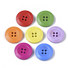 4-Hole Spray Painted Wooden Buttons X-BUTT-T006-014-1