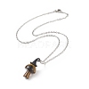 5Pcs 5 Style Natural Mixed Gemstone Mushroom with Witch Hat Pendant Necklaces Set NJEW-JN04198-4