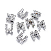 Alloy Initial Slide Charms with Grade A Rhinestones ALRI-R032-M-FF-1