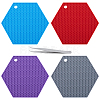 Gorgecraft 4Pcs 4 Colors Honeycomb Pattern Silicone Hot Pads AJEW-GF0008-33B-1