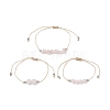 3Pcs 3 Style Natural Rose Quartz Braided Bead Bracelets Set BJEW-JB09334-01-1