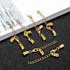 Golden Brass Chain Extender with Alloy Lobster Claw Clasp and Folding Crimp Ends X-KK-E179-G-5