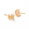 Long-Lasting Plated Brass Micro Pave Cubic Zirconia Stud Earring Findings X-KK-F741-61G-1