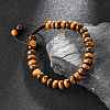 Adjustable Natural Tiger Eye Braided Bead Bracelets BJEW-F369-A06-6
