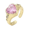 Brass Pave Cubic Zirconia Cuff Open Rings for Women RJEW-L343-08G-02-4