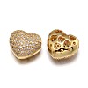Filigree Heart Brass Micro Pave Cubic Zirconia Beads ZIRC-F009-34-NR-2