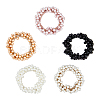 5Pcs 5 Colors Elastic Rubber Bands & Plastic Imitation Pearl Beaded Hair Ties for Ponytail Holders OHAR-DC0001-03-1