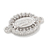 Rack Plating Brass Clear Cubic Zirconia Religion Oval Virgin Mary Connector Charms X-KK-L224-097P-2