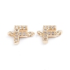 Brass Micro Pave Cubic Zirconia Links Connectors X-ZIRC-I042-16G-F-1