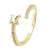 Brass Micro Pave Clear Cubic Zirconia Cuff Open Rings for Women CU-CBAE7DF-12G-04-4