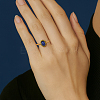2Pcs 2 Colors Stainless Steel with Synthesis Gemstone Adjustable Cuff Rings RJEW-GO0001-27B-5