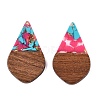 Transparent Resin and Walnut Wood Pendants RESI-T057-06K-2