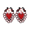 Sacred Heart with Flower Pattern Polyester Fabric Computerized Embroidery Cloth Iron on/Sew on Patches PATC-WH0010-17-1