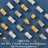  180 Sets 3 Colors Brass Screw Clasps KK-NB0002-78-4
