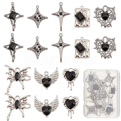 16Pcs 8 Style Rack Plating Alloy Glass Pendants FIND-SC0005-03-1