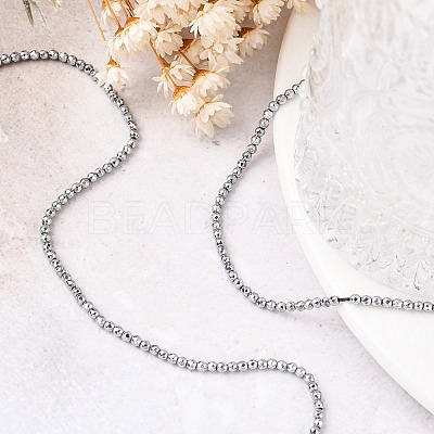 Non-Magnetic Synthetic Hematite Beads Strands X-G-G093-3mm-1