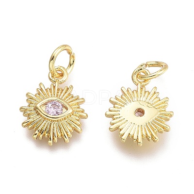 Brass Micro Pave Cubic Zirconia Pendants KK-P187-16G-G-1
