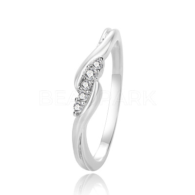 Twist Brass Micro Pave Clear Cubic Zirconia Finger Rings FS-WG5C18D-02-1