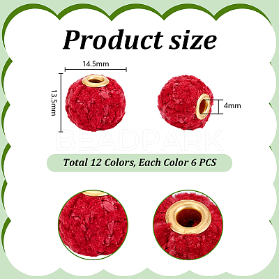 72Pcs 12 Colors Polyester European Beads OPDL-PH0001-08-1