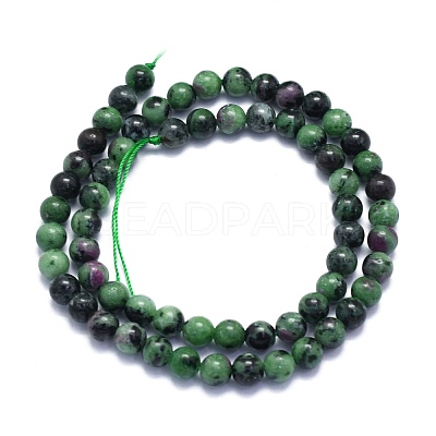 Natural Ruby in Zoisite Beads Strands G-K310-C10-6mm-1