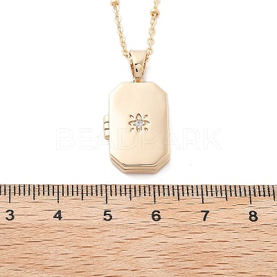 Clear Cubic Zirconia Locket Necklaces NJEW-A036-01B-1