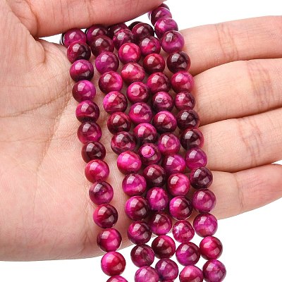 Natural Rose Tiger Eye Beads Strands X-G-G099-6mm-12-1