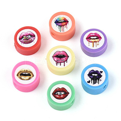 Printed Handmade Polymer Clay Beads CLAY-T022-12G-1