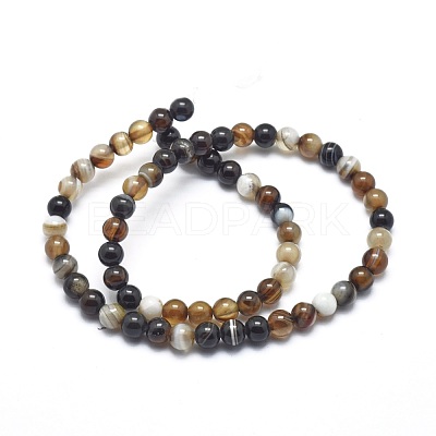 Natural Striped Agate/Banded Agate Beads Strands G-I254-03B-1