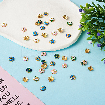 60Pcs 10 Style Alloy Enamel Bead Caps FIND-YS0001-16-1