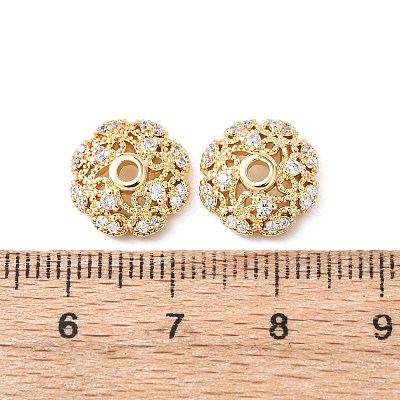 Brass Clear Cubic Zirconia Bead Caps KK-G551-03G-1