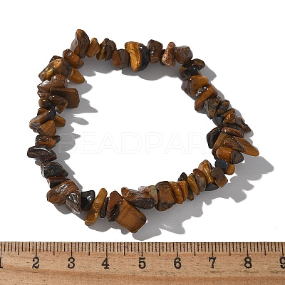 Unisex Chip Natural Tiger Eye Beaded Stretch Bracelets BJEW-S143-02-1
