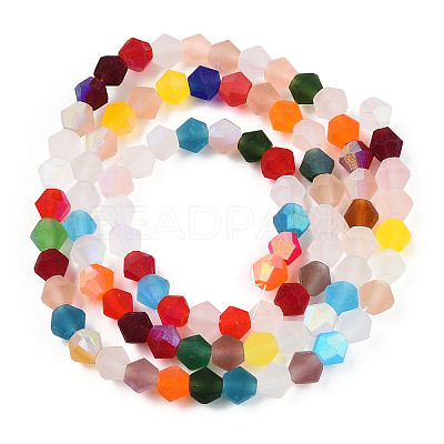 Imitate Austrian Crystal Bicone Frosted Glass Beads Strands GLAA-F029-TM3mm-A29-1