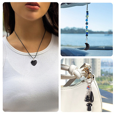 8Pcs 8 Styles Natural Obsidian Pendants G-TA0002-29-1