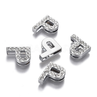 Alloy Letter Slide Charms RB-F034-01P-P-RS-1
