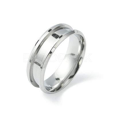 201 Stainless Steel Grooved Finger Ring Settings STAS-TAC0001-10F-P-1