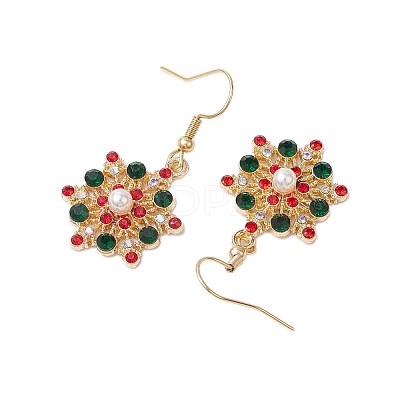 Christmas Alloy Rhinestone Dangle Earrings EJEW-JE06121-01-1