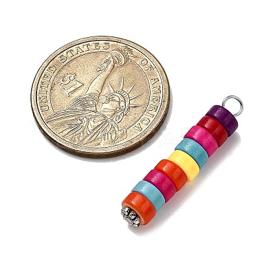 Dyed Synthetic Turquoise Column Pendants PALLOY-JF04536-01-1