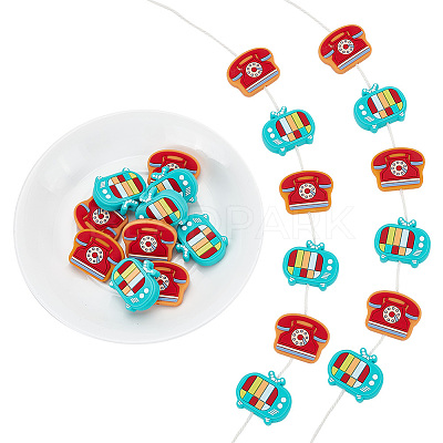 16Pcs 2 Style Television/Telephone Food Grade Silicone Focal Beads SIL-GO0001-16-1
