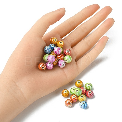 AB Color Wave Printed Acrylic Beads MACR-YW0002-70-1