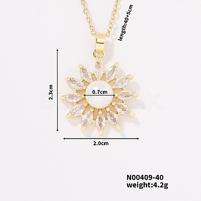 Fashionable Brass Clear Cubic Zirconia Pendant Cable Chain Necklaces for Women FN2830-4-1