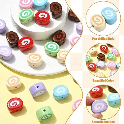 35Pcs 7 Colors Opaque Acrylic Imitation Food Beads OACR-CJ0002-72-1