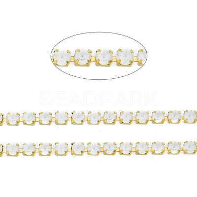 Brass Rhinestone Strass Chains CHC-N017-003B-C08-1