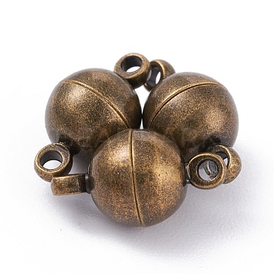 Round Brass Magnetic Clasps with Loops X-MC019-AB-1