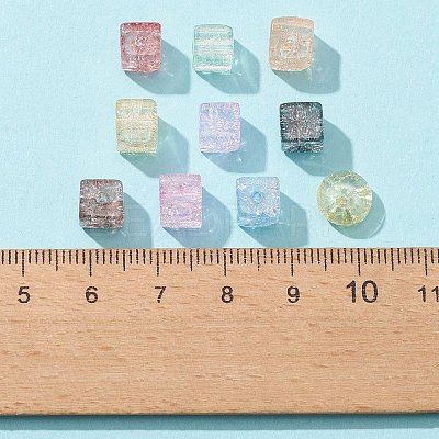 155Pcs 10 Style Transparent Crackle Glass Beads GLAA-FS0001-47-1