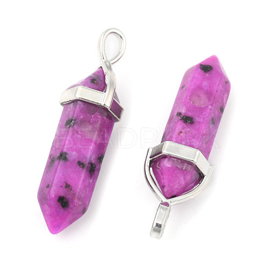 Natural Sesame Jasper/Kiwi Jasper Double Terminated Pointed Pendants G-F295-04I-1